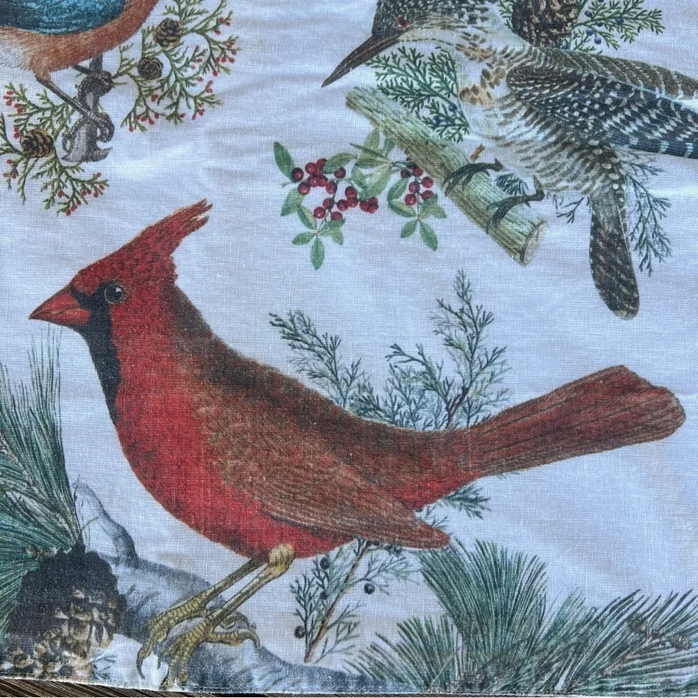 Pottery Barn Winter Fauna 9-Piece Table Linen Set Runner Napkins Cotton Linen